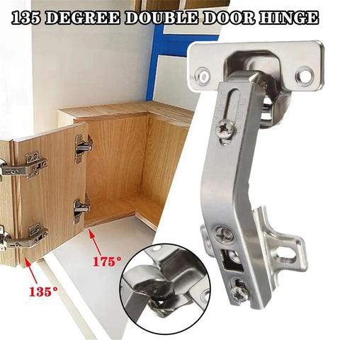 Premium 135 Degree Corner Cabinet Door Hinges With Soft Close showing hinge and corner door angles for smooth operation.