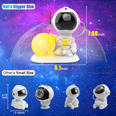 3 In 1 Starry Sky Projector Night Light With Voice Control 21 Lighting Effects Ocean Wave Nebula And Star Display astronaut size comparison