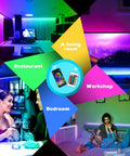 60Ft Bluetooth LED Strip Lights With Music Sync So Lit Color Changing RGB 5050 Rope Light Strips Built In Mic App Control in living room display