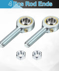 Four Pack POSB4 One Quarter Inch Male Rod End Bearing With One Quarter Inch UNF Right Hand Thread And Jam Nuts For Agriculture Machinery CNC Equipment ABEC3 Heavy Duty Precision For Smooth Motion And Easy Install, 4 pcs