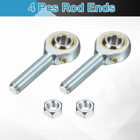 Four Pack POSB4 One Quarter Inch Male Rod End Bearing With One Quarter Inch UNF Right Hand Thread And Jam Nuts For Agriculture Machinery CNC Equipment ABEC3 Heavy Duty Precision For Smooth Motion And Easy Install, 4 pcs