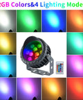 Remote Control RGBW LED Flood Light For Outdoor Vibes 96W Color Changing Garden Spotlight with color and mode options displayed.
