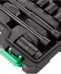 46 Piece Three Eighths Inch Drive Socket Set With Six Point And Twelve Point Sockets, 72 Teeth Ratchet, SAE And Metric Sizes in case