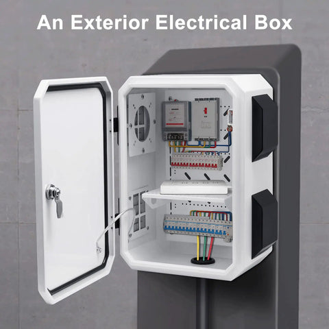 Outdoor Electrical Box Weatherproof IP65 Enclosure Made From Cold Rolled Steel With Aluminum Back Beam One Piece Ventilation Wall Or Pole Mount