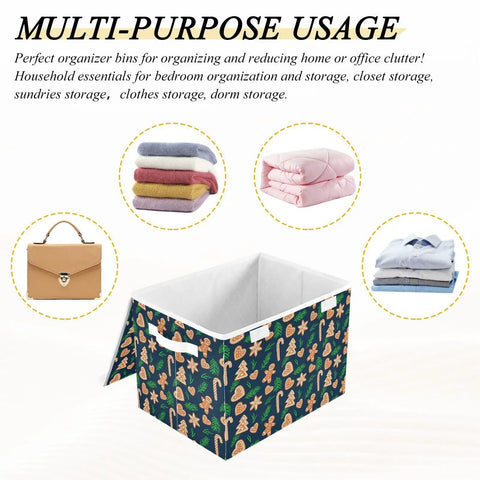 Foldable Storage Bin With Flip Top Lid And Reinforced Handles For Bedroom Closet featuring colorful design, ideal for clothes and blanket storage.