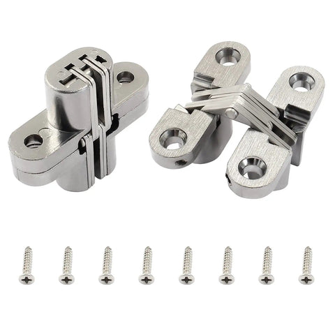 Sleek Hidden Cabinet Hinge Set 43.5 mm Stainless Steel Concealed Frameless Hinges With 180 Degree Opening Invisible Door Hardware