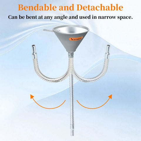 14.84 Inch Steel Bendable Spout Funnel With Filter For Automotive Oils And Liquids with detachable flexible hose