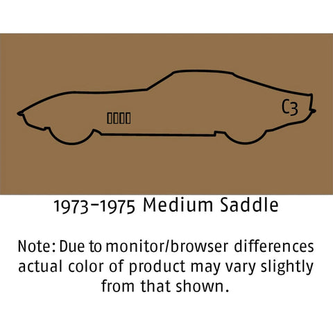 Automotive interior color for Corvette 1973-1975, Medium Saddle shade label on brown background