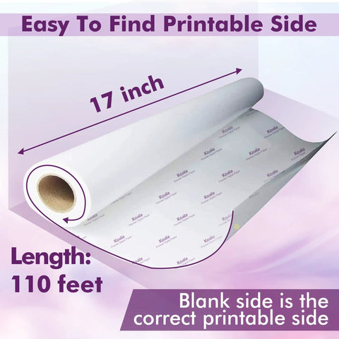 Wide Format Sublimation Paper Roll 17 Inch Wide by 110 Feet Long 105gsm 3 Inch Core Easy to Cut Transfer Paper rolled view