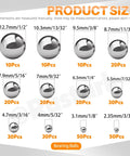 304 Stainless Steel Bearing Balls Set 300 Pieces In 12 Sizes For Machinery Automotive And Bicycle Repairs Pro Grade Precision Solid Bearings For Industrial Use, size chart