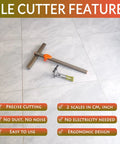Pro Grade Manual Tile Cutter For Porcelain And Ceramic Tiles With 48 Inch Large Format Cutting Capacity on tile floor