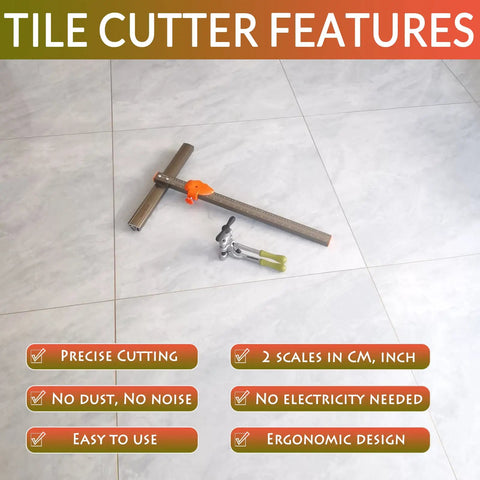 Pro Grade Manual Tile Cutter For Porcelain And Ceramic Tiles With 48 Inch Large Format Cutting Capacity on tile floor