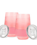 Freezable Stemless Wine Glasses With Secure Lids, Double Wall Insulated Chiller Tumblers For Grab And Go Vibes, Keep Your Sip Ice Cold Outside, 12 Oz Set Of Two Pink Blush Drinkware For Her