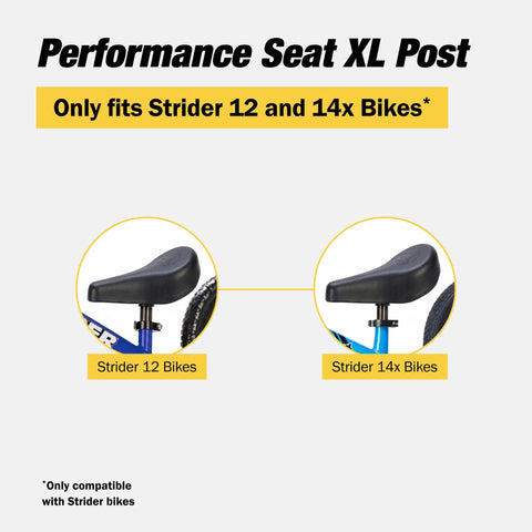Performance Seat With XL Post For 12 And 14X Balance Bikes Extends Seat Height From 15 To 19 Inches Quick No Tool Assembly