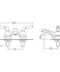 Technical drawing of RV Diverter Lavatory Faucet With Handheld Shower Set Brushed Nickel Finish Non Metallic ABS Body dimensions shown