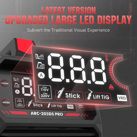 205 Amp Stick Welder Workhorse With Large LED Display Dual Voltage 110V 220V Inverter IGBT Arc Force Hot Start MMA Welder