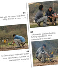 People using Nylon Outdoor Tripod Stool Portable Camping Chair Kit With Triangle Seat And Rope at a campsite.