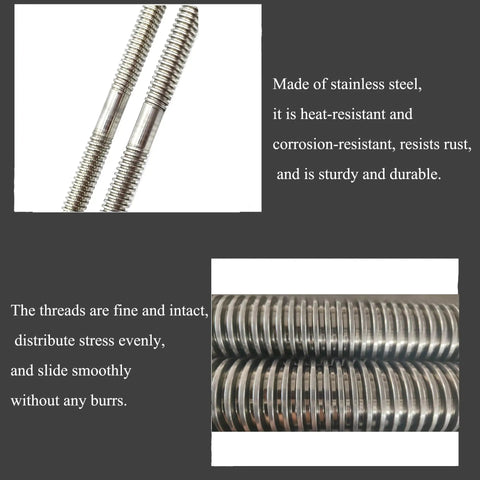 Bi Directional 8mm Lead Screw 300mm Long With 2 Brass Nuts For 3D Printer Builders close-up showing Acme Thread and stainless steel material