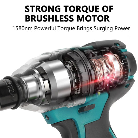Talent Star 1/2 Inch Brushless Impact Wrench Kit With High Torque 3400 IPM Cordless Electric Driver Fast Charger And Durable Tools Bag For Heavy Duty Car Repair And Construction Projects
