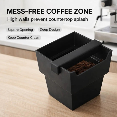Large Capacity Espresso Knock Box 1200 ML for Coffee Grounds Disposal With Removable Knock Bar and Shock Absorbent Non Slip Base