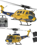 315mm UH 1 RC Helicopter For Adults Pro Level 6CH With Brushless Motor Optical Flow Positioning And TOF Radar Altitude Hold RTF Yellow with controller and batteries