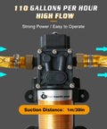Portable DC 12V 75W Gasoline Transfer Pump delivers up to 110 GPH for vehicles, boats, motorbikes, and equipment with a 39-inch suction reach