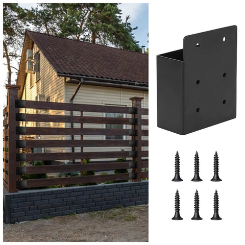 Rugged Heavy Duty 2x4 Pergola Brackets Set With Privacy Wall And Post Rafter Connectors Steel Frame With Black Powder Coat Includes Screws Built For DIY Pergolas Deck Railing 8 Pieces