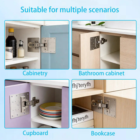 Sturdy Stainless Steel Cabinet Hinge Repair Plate Kit With 60 Screws And Driver, Easy Install for various furniture doors.