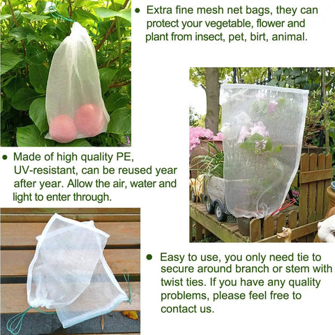 5 Pack 22 By 16 Inch Fine Mesh Garden Netting Bags For Mosquitoes Bugs And Birds Insect Barrier Protecting Plants Fruits And Flowers