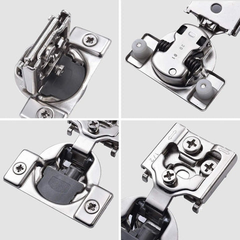 Soft Closing Cabinet Hinges 100 Pack One Half Inch Overlay Self Closing Kitchen Hardware Nickel Plated 105 Degree Three Way Adjustable