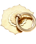 Antique Brass Ring Pulls For Cabinets And Doors Hexagon Flower Design solid brass drawer handle close-up