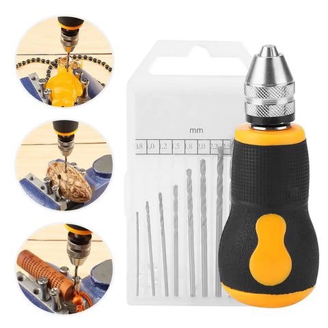 Handy Drill Set With Ten Piece Bit Kit Portable Micro Drill Tool Nonslip Handle For Art And Craft Projects Precision Pin Vise with 10 bits and case