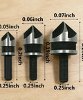 3-Pack Countersink Drill Bit Set for Woodworking, Chamfer Tool Kit With Quick Change Compatibility, Adjustable Bevel Cutter