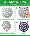 Tutorial for painting Five Piece AR500 Steel Target Set For Shooting showing stencil and spray steps