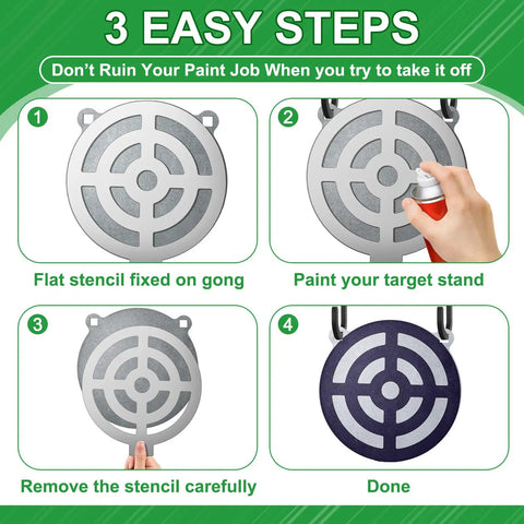 Tutorial for painting Five Piece AR500 Steel Target Set For Shooting showing stencil and spray steps