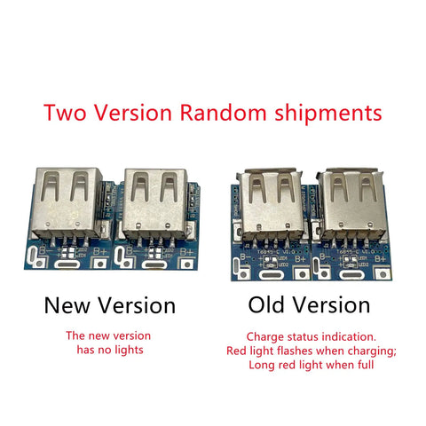 Comparison of new and old versions of 12Pcs 5V Boost Step Up Power Supply Modules with USB ports, depicting LED display variations.