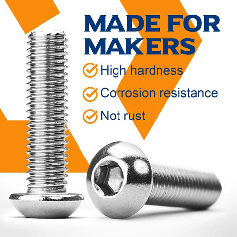 Ten Pack 1/4 20 X 1 1/2 Button Head Socket Cap Screws Hella Sturdy 304 Stainless Steel showing hex drive and design features.