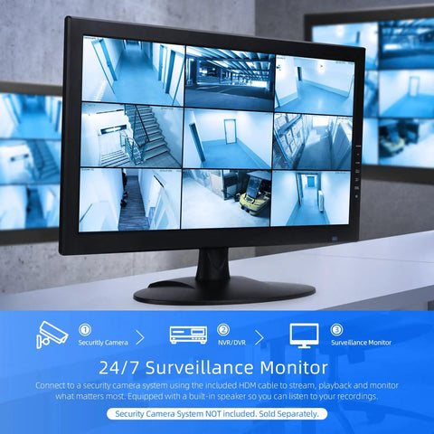 18.5 Inch CCTV Security Monitor With 4K Input Support displaying surveillance footage in home or office setting