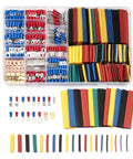 Heavy Duty 678 Piece Crimping Tool Kit With Assorted Cold Press Terminals And Heat Shrink Tubing For Electrical Wiring Projects, various terminals and tubing in a durable container.