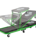 C2036DG Convertible Mechanic Creeper Converts To Seat With 300 Lb Capacity Black And Green Easy Roll Six Swivel Casters Vinyl Padded