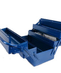 Open Blue 3-Tier Tool Box Organizer, Heavy-Duty Metal Chest For Home Workshop, Compact Exterior 16.1 x 8.7 x 13.6 Inches