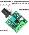 Premium PWM DC Motor Speed Controller Ver 2.0 1.8V To 12V Input With Max 15V 2A Self Recovery Fuse And On Off Switch PCB
