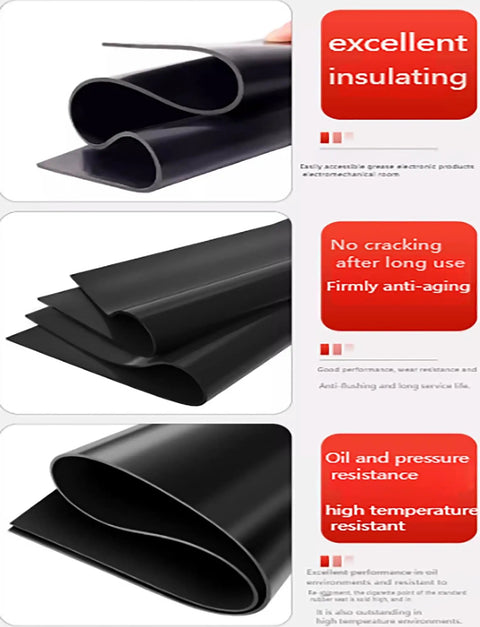 Real Deal 5mm Electrical Insulated Rubber Mat High Voltage Safety Flooring Antishock Substation Workpad Built Tough Heavy Duty Rubber Floor Roll 850x100cm showing folded edges and surface texture.