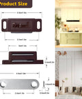 4 Pack Cabinet Magnetic Catch Set For Doors And Drawers Brown with product size dimensions, ideal for kitchens and closets