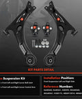 A-Premium 4Pcs front suspension kit: two lower ball joints and two lower control arms in black metal with mounting hardware