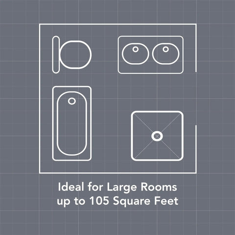 Blueprint layout showing ideal bathroom size for Bathroom Exhaust Fan With Light No Fuss Install Energy Star Certified 110 CFM.