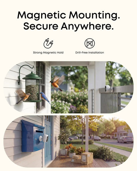 Wireless Security Camera C35 For Indoor And Outdoor Use With Magnetic Mount And Color Night Vision attached outdoors