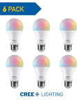 Smart A19 LED Bulb 60W Equivalent Tunable White And Color Changing 2.4 GHz WiFi Bluetooth No Hub Required Works With Alexa And Google Home Voice Control Perfect For Living Room And Bedroom 6 Pack
