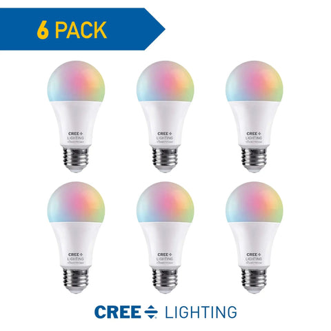 Smart A19 LED Bulb 60W Equivalent Tunable White And Color Changing 2.4 GHz WiFi Bluetooth No Hub Required Works With Alexa And Google Home Voice Control Perfect For Living Room And Bedroom 6 Pack