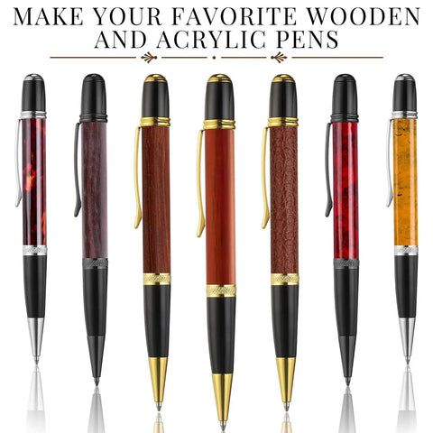7 pens from 12 Pack Woodturning Pen Kit With Twist Ballpoint Refills Copper Turning Supplies For DIY Projects Classroom Gear.
